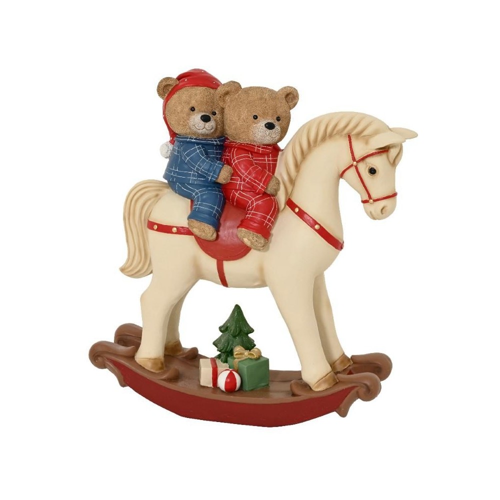 ORSI SU CAVALLO A DONDOLO H.80CM. RESINA